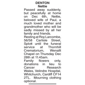 Notice Gallery for Nettie DENTON