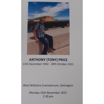 Tribute photo for Anthony PRICE