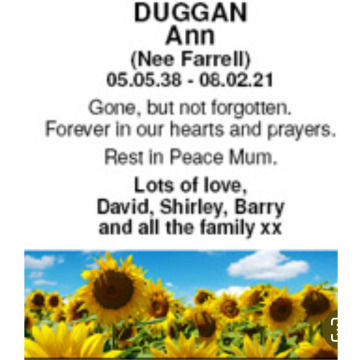 Notice Gallery for Ann DUGGAN